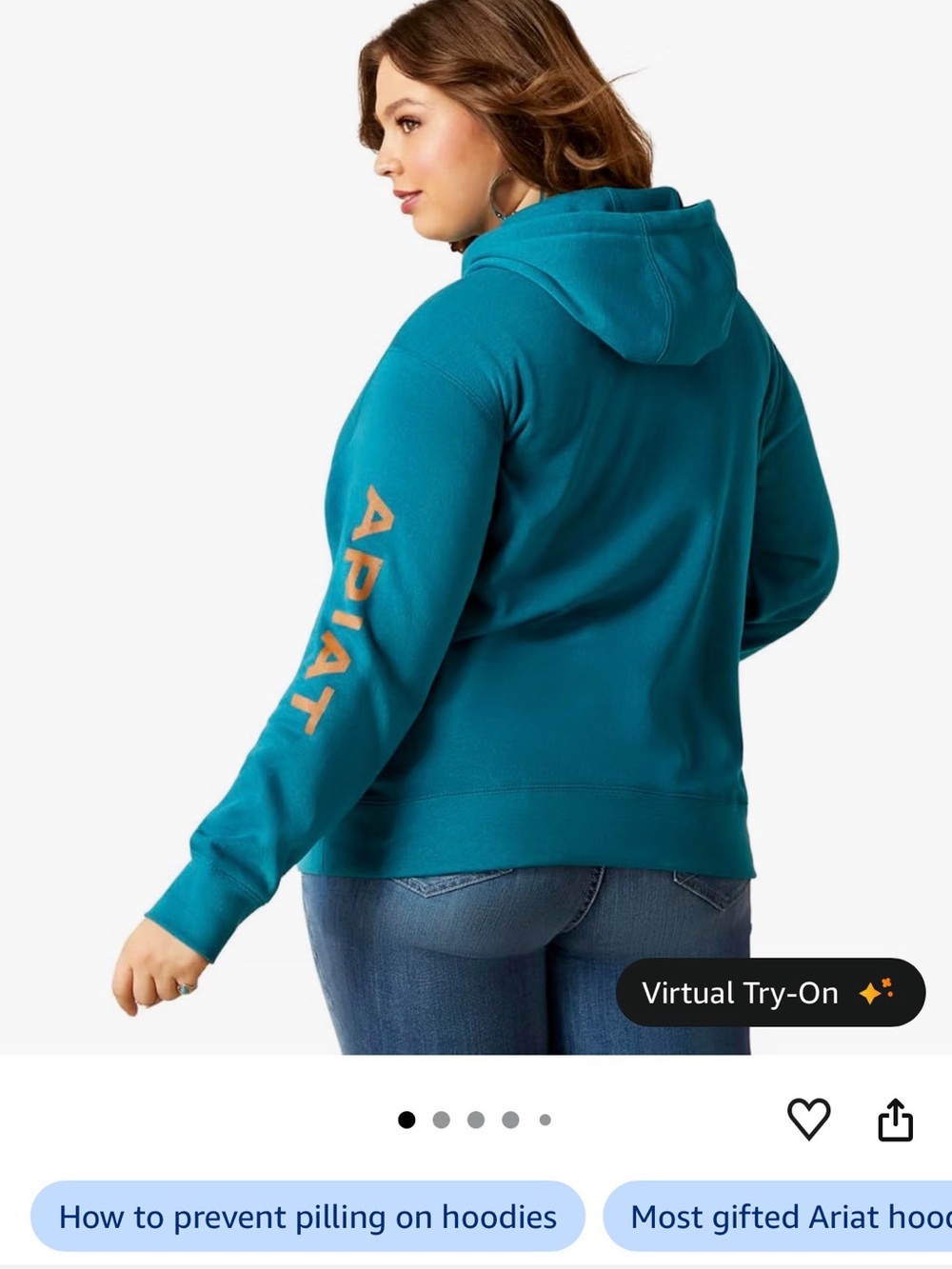 Women’s Teal Hooded Sweatshirt - Teal XL - Picture 2 of 14